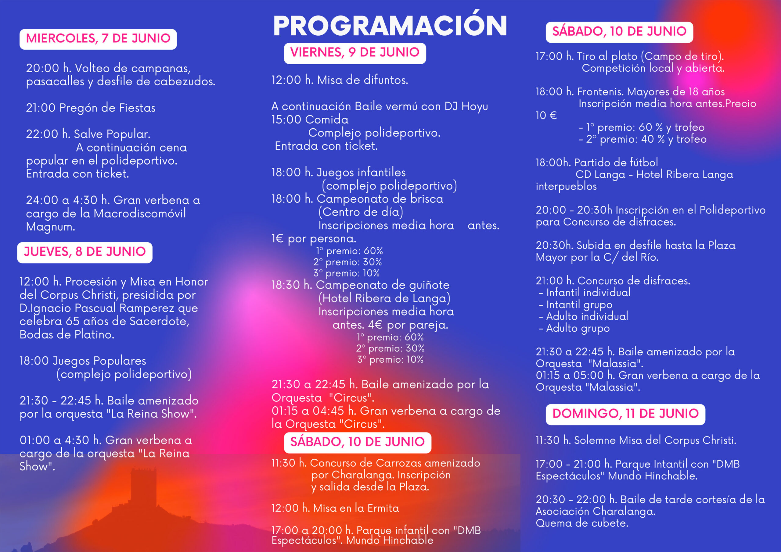Cartel de fiestas de Langa de Duero Corpus Christi 2023